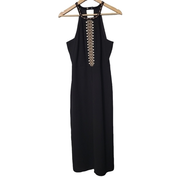 Yigal Azrouel Black Shell Embroidery Crepe Giorgio Dress NWT - Picture 2 of 12